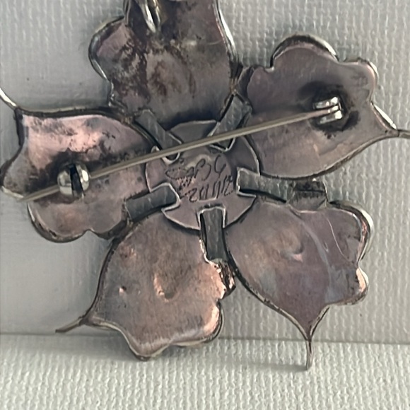 Vintage Signed Zuni Turquoise Silver Pin or Pendant - Rate Find! - Picture 4 of 9